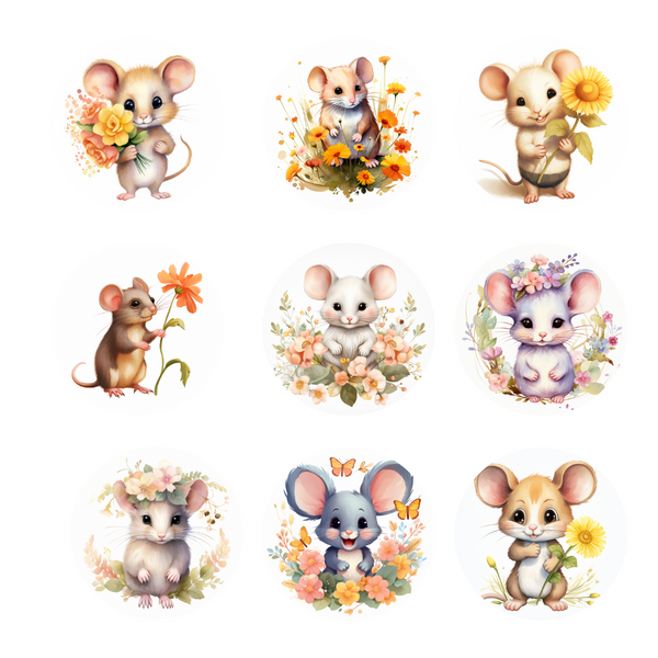 Flower Mouse Clipart - Digital Download