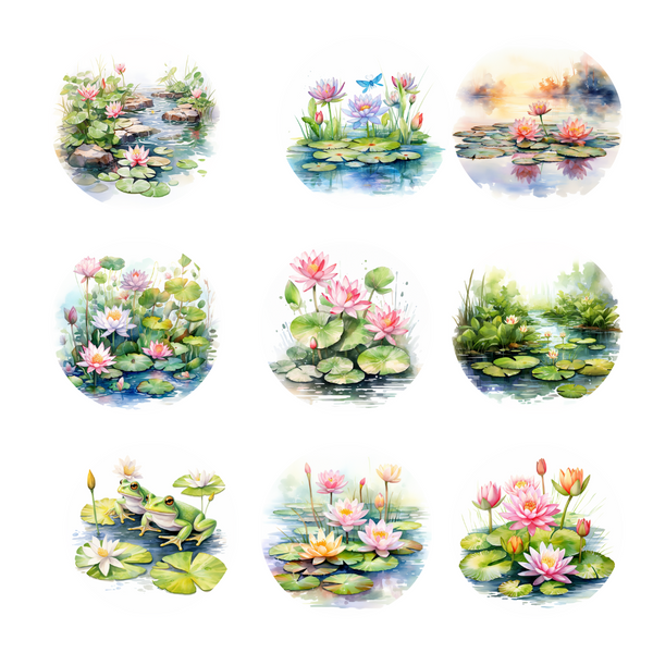 Lily Pond Clipart - Digital Download