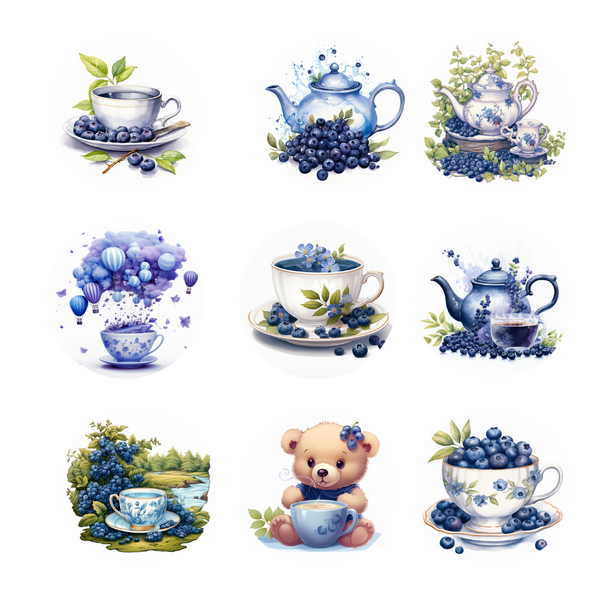 Blueberry Tea Clipart - Digital Download