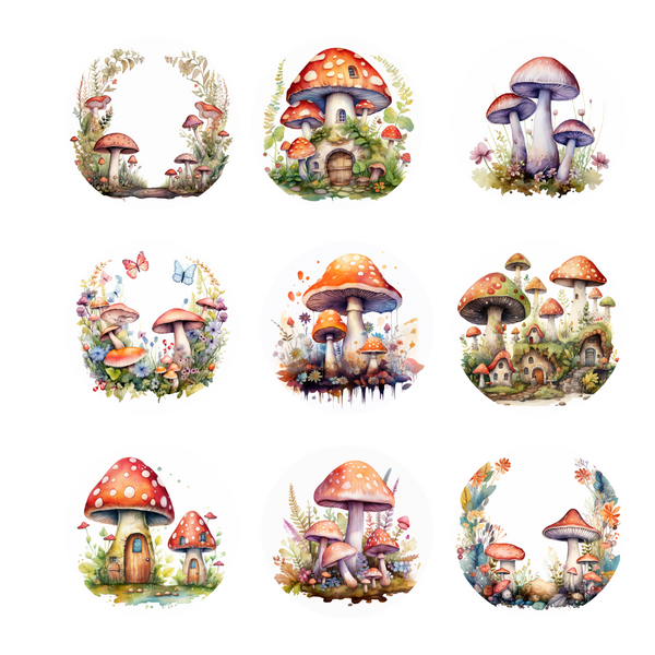 Fantasy Mushrooms Clipart - Digital Download