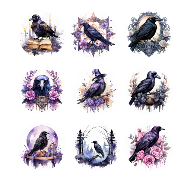 Gothic Ravens Clipart - Digital Download