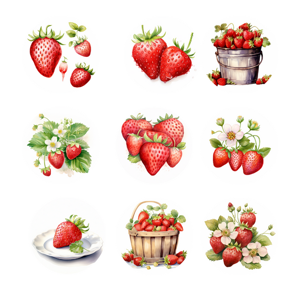 Strawberries Clipart - Digital Download