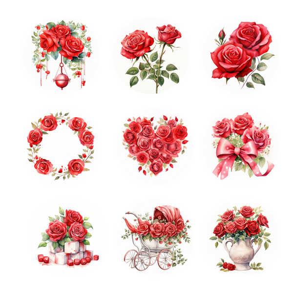 Red Roses Clipart - Digital Download