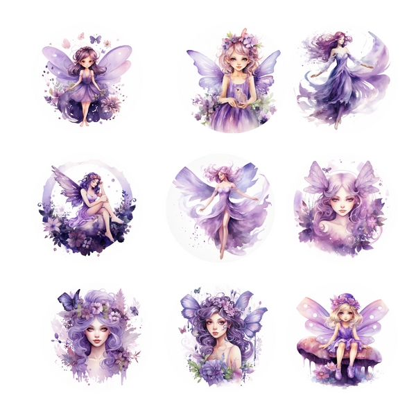 Purple Fairy Clipart - Digital Download